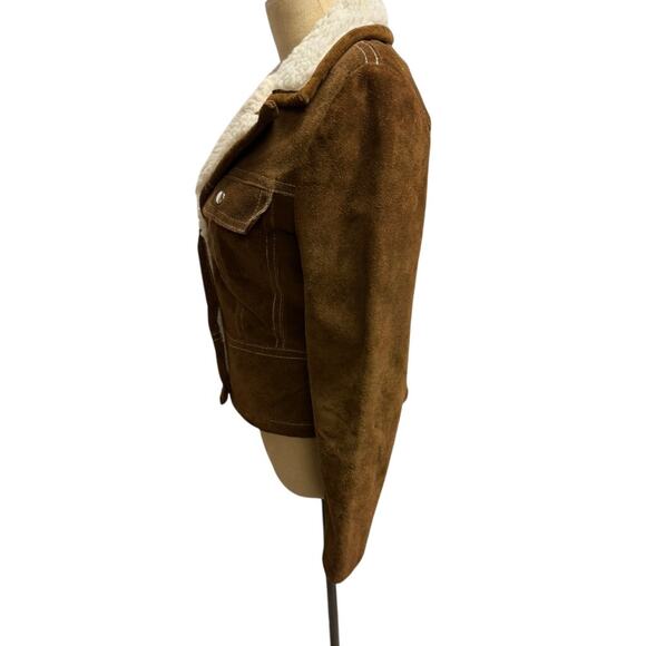 SUEDE VTG 4 Snap Up Coat Womens SZ XS/S Faux Shearling Western Beth Dutton - Picture 2 of 16